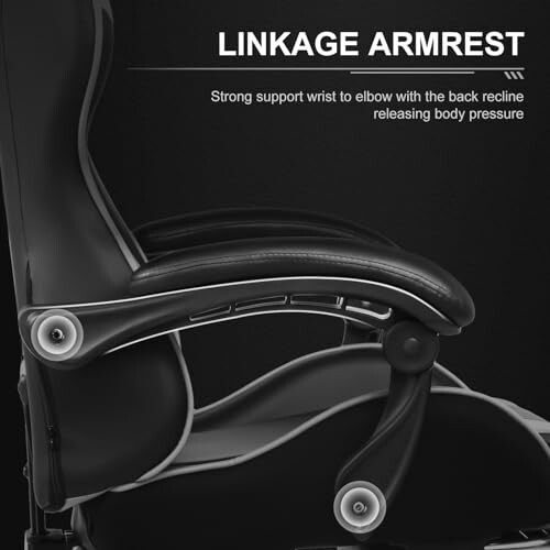 Ergonomic chair with linkage armrest for support.