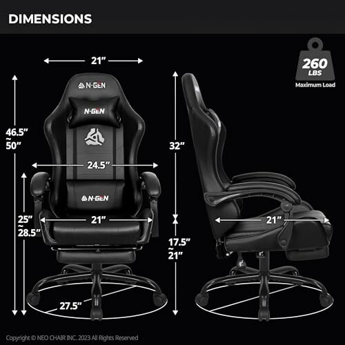 Black gaming chair dimensions and weight capacity