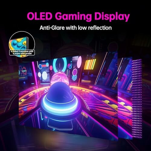 OLED gaming display with anti-glare and low reflection features