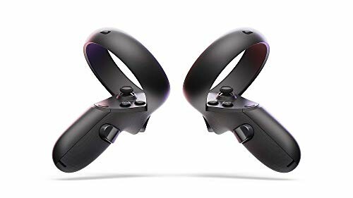 Pair of black VR controllers with buttons and joysticks